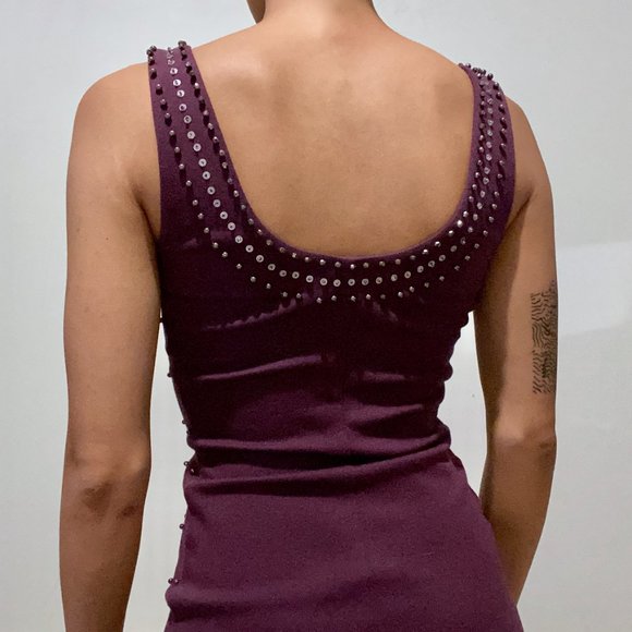 A|X Purple Beaded Bodycon Sleeveless Mini Dress - Picture 4 of 7